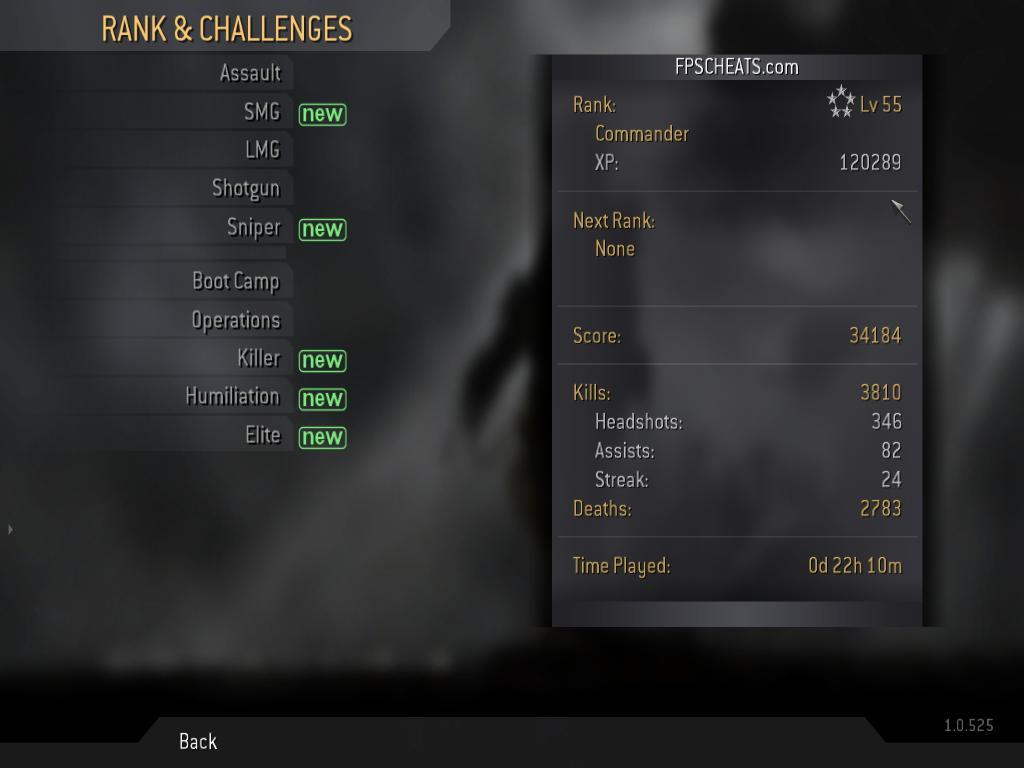 cod4 level 55 hack unlock all guns and challenges
